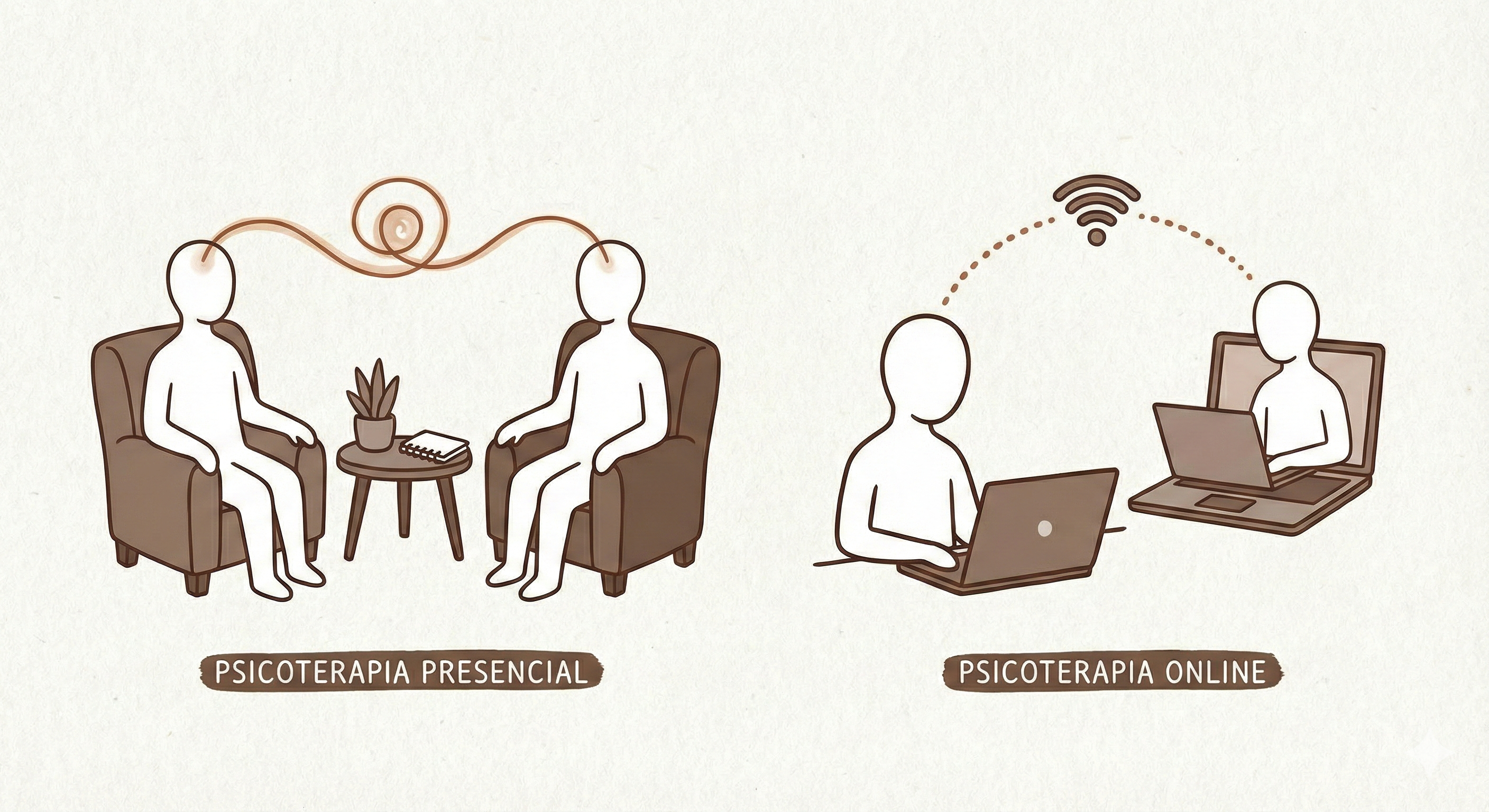 Ilustração representando sessão de psicoterapia individual